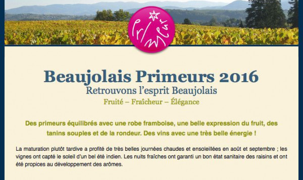 Beaujolais Primeurs 2016 - Retrouvons l’esprit Beaujolais